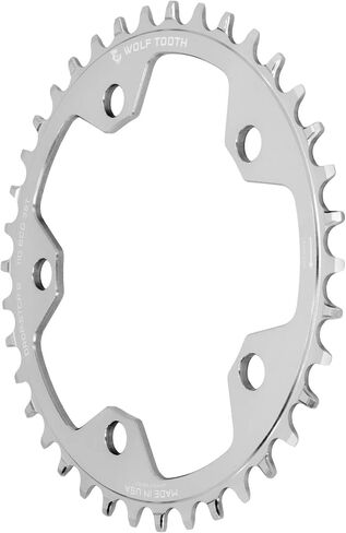 Wolf Tooth 110 BCD 5 Bolt Chainring 38T Drop-Stop B Raw Silver for Gravel/Commute/Road Bikes in Saudi Arabia