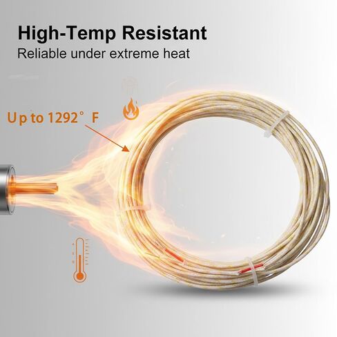 سلك حراري من النوع K بدرجة احترافية، AWG 24، معزول بالألياف الزجاجية، مقاوم لدرجات الحرارة العالية 700 درجة مئوية، 10 ياردة (4.6 م) in Kuwait