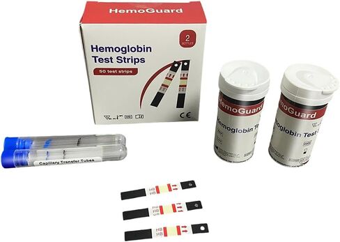 HemoGuard Hemoglobin Strips 50 pcs with 50 pcs Capillary Tubes in Kuwait