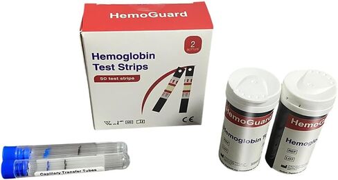 HemoGuard Hemoglobin Strips 50 pcs with 50 pcs Capillary Tubes in Kuwait