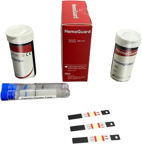 HemoGuard Hemoglobin Strips 50 pcs with 50 pcs Capillary Tubes in Kuwait