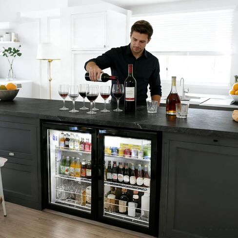 ثلاجة تبريد بار خلفي، ثلاجة بيرة تجارية مدمجة بحجم 7 قدم مكعب، ثلاجة مشروبات تحت الطاولة، ثلاجة عرض مع أرفف قابلة للتعديل بإضاءة LED، موافقة ETL وNSF، باب منزلق in Kuwait