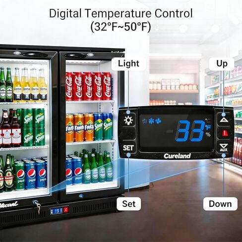 ثلاجة تبريد بار خلفي، ثلاجة بيرة تجارية مدمجة بحجم 7 قدم مكعب، ثلاجة مشروبات تحت الطاولة، ثلاجة عرض مع أرفف قابلة للتعديل بإضاءة LED، موافقة ETL وNSF، باب منزلق in Kuwait