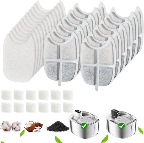 8 Pack Filters Replacement Filters for FS10 Plus, with 32 Pack Pre-Filter Sponges & 8 Pump Filter, 6 Layer Filters, Pet Drinking Fountain for 138 fl oz/4.1L FS10 Plus in Saudi Arabia