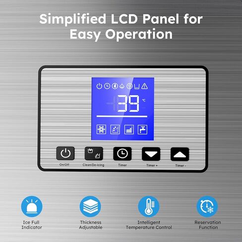 آلة صنع الثلج التجارية، 450 رطل/24 ساعة تحت آلة صنع الثلج، صندوق تخزين مطور بضاغط 120 رطل، صانع ثلج تجاري قائم بذاته من الفولاذ المقاوم للصدأ لمكتب المقهى المنزلي، مع فلتر مياه ومغرفة in Kuwait