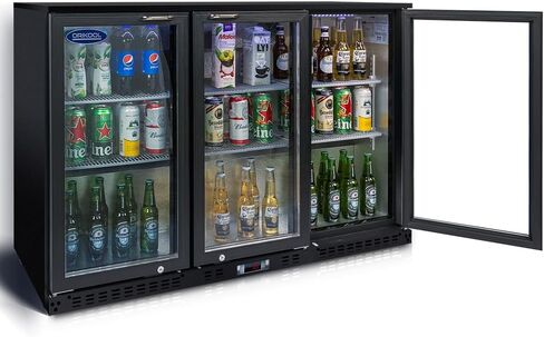11.3 Cu.Ft Beverage Refrigerator,3 Glass Door Display Commercial Refrigerators with LED and Adjustable Shelves,Door Lock & Easy-pull Handle,480 Cans Beverage Refrigerators for Beer Wine Drink,Black in Saudi Arabia