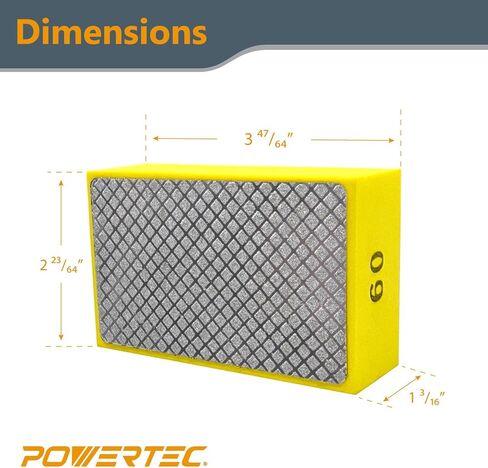 وسادات تلميع يدوية ماسية من POWERTEC متنوعة 60/100/ 200/400 4 عبوات، كتلة صنفرة ماسية لتلميع وطحن البورسلين، بلاط السيراميك، الزجاج، الجرانيت، الحجر، الخشب والمعادن (71907) in Kuwait