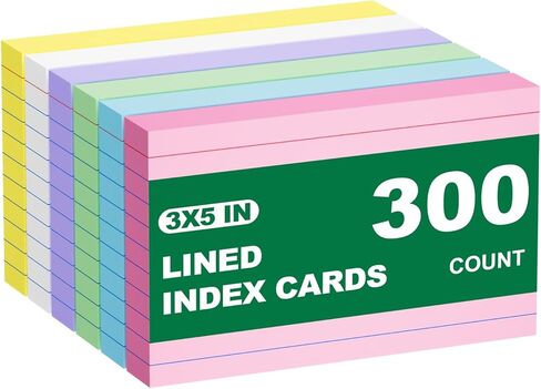 250 Count White Index Cards 3 × 5 ، بطاقات الفلاش المحددة للدراسة ، والوزن الثقيل ، الكلية المدرسية المبطنة ، وبطاقات الملاحظات المبطنة للمنزل ، والمكتب ، والمدرسة ، و 5 بطاقات فلاش. in Kuwait