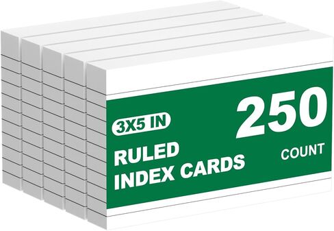 250 Count White Index Cards 3 × 5 ، بطاقات الفلاش المحددة للدراسة ، والوزن الثقيل ، الكلية المدرسية المبطنة ، وبطاقات الملاحظات المبطنة للمنزل ، والمكتب ، والمدرسة ، و 5 بطاقات فلاش. in Kuwait