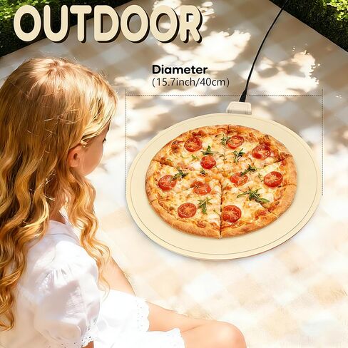 Portable Silicone Pizza Warming Mat - Roll Up Electric Food Heating Pad Tray, Fast Even Heating for Buffet Parties, Foldable Hot Plate Warmer for Home Kitchen Gifts (khaki) in Saudi Arabia