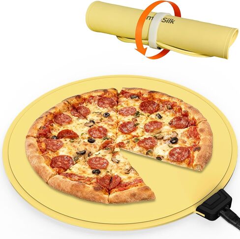 Portable Silicone Pizza Warming Mat - Roll Up Electric Food Heating Pad Tray, Fast Even Heating for Buffet Parties, Foldable Hot Plate Warmer for Home Kitchen Gifts (khaki) in Saudi Arabia
