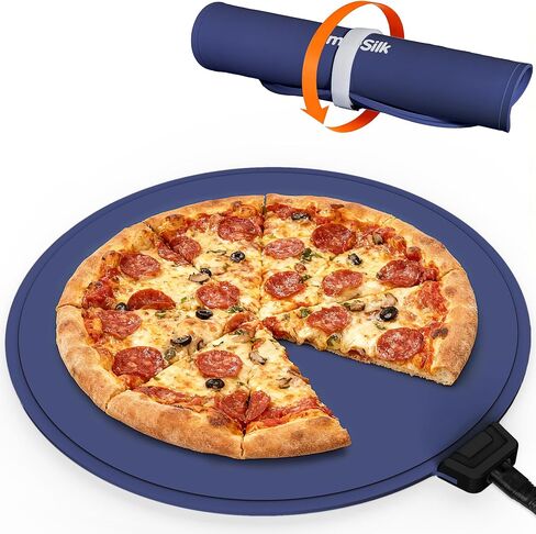 Portable Silicone Pizza Warming Mat - Roll Up Electric Food Heating Pad Tray, Fast Even Heating for Buffet Parties, Foldable Hot Plate Warmer for Home Kitchen Gifts (khaki) in Saudi Arabia
