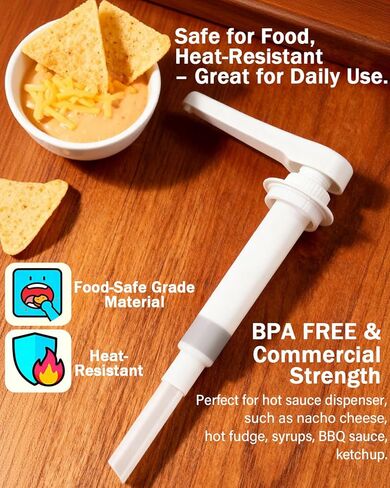 مضخة بديلة عالمية من الدرجة الغذائية مكونة من قطعتين لموزعات شراب الفدج الساخن لجبنة الناتشو، متوافقة مع موزع صلصة تدفئة 2.6 لتر، 2.8 لتر، 4.3 لتر، 7.4 لتر، أبيض in Kuwait