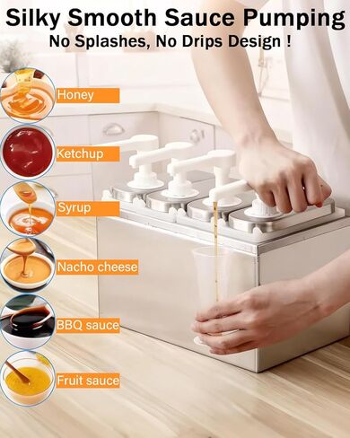 مضخة بديلة عالمية من الدرجة الغذائية مكونة من قطعتين لموزعات شراب الفدج الساخن لجبنة الناتشو، متوافقة مع موزع صلصة تدفئة 2.6 لتر، 2.8 لتر، 4.3 لتر، 7.4 لتر، أبيض in Kuwait