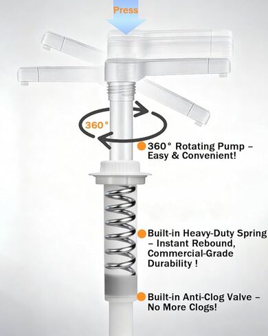 مضخة بديلة عالمية من الدرجة الغذائية مكونة من قطعتين لموزعات شراب الفدج الساخن لجبنة الناتشو، متوافقة مع موزع صلصة تدفئة 2.6 لتر، 2.8 لتر، 4.3 لتر، 7.4 لتر، أبيض in Kuwait