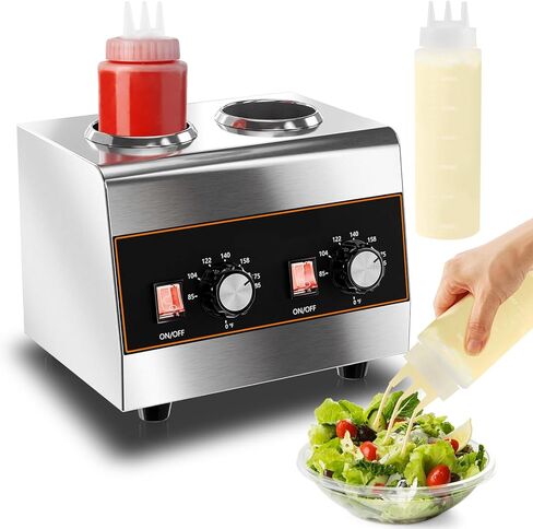 موزع جبن ناتشو، موزع صوص الجبن الكهربائي الأكثر دفئًا، موزع حلوى الشوكولاتة التجارية، موزع حلوى ساخنة لجبن ناتشو كراميل مع زجاجات ضغط سعة 22 أونصة/650 مل*2 in Kuwait