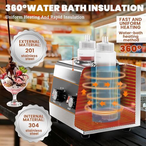 موزع جبن ناتشو، موزع صوص الجبن الكهربائي الأكثر دفئًا، موزع حلوى الشوكولاتة التجارية، موزع حلوى ساخنة لجبن ناتشو كراميل مع زجاجات ضغط سعة 22 أونصة/650 مل*2 in Kuwait