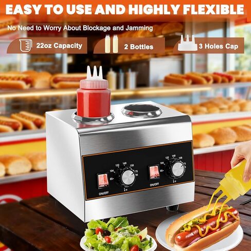 موزع جبن ناتشو، موزع صوص الجبن الكهربائي الأكثر دفئًا، موزع حلوى الشوكولاتة التجارية، موزع حلوى ساخنة لجبن ناتشو كراميل مع زجاجات ضغط سعة 22 أونصة/650 مل*2 in Kuwait