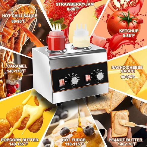 موزع جبن ناتشو، موزع صوص الجبن الكهربائي الأكثر دفئًا، موزع حلوى الشوكولاتة التجارية، موزع حلوى ساخنة لجبن ناتشو كراميل مع زجاجات ضغط سعة 22 أونصة/650 مل*2 in Kuwait