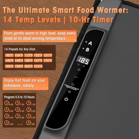 BESTISAN Food Warming Mat, Dual Zone Independent Control 36x15 Inch Large, 10-Second Rapid Heat, Heat Resistance Pad, 14-Level Temp & 10H Timer, Child Lock, Even Heating for Family Dinner Party Buffet in Kuwait