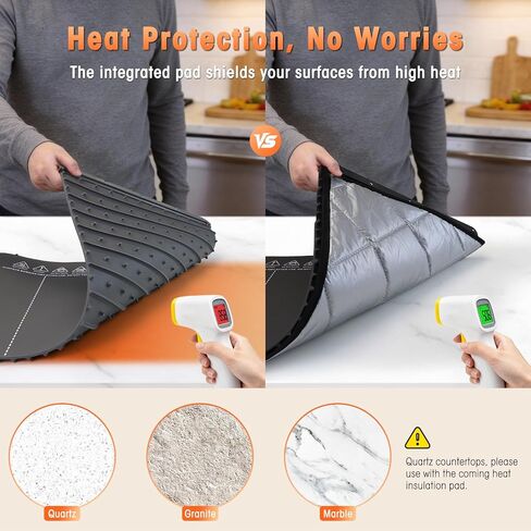 BESTISAN Food Warming Mat, Dual Zone Independent Control 36x15 Inch Large, 10-Second Rapid Heat, Heat Resistance Pad, 14-Level Temp & 10H Timer, Child Lock, Even Heating for Family Dinner Party Buffet in Kuwait