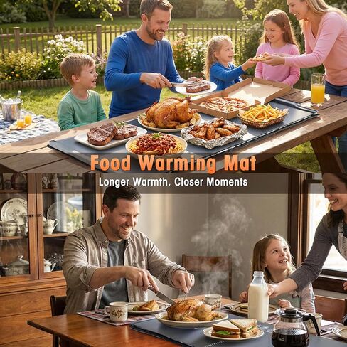 BESTISAN Food Warming Mat, Dual Zone Independent Control 36x15 Inch Large, 10-Second Rapid Heat, Heat Resistance Pad, 14-Level Temp & 10H Timer, Child Lock, Even Heating for Family Dinner Party Buffet in Kuwait