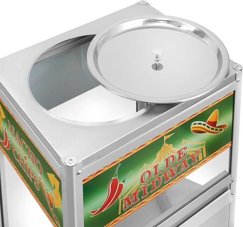 Olde Midway Nacho Chip Warmer Machine with Scoop, Commercial Grade Stainless Steel Concession Stand Display with Glass Door in Kuwait