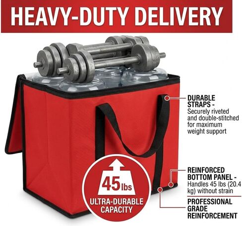 JoEzzy Insulated Delivery Bag & 6-Cup Drink Carrier Set – Thermal Food Warmer & Leak-Proof Beverage Caddy – Professional Bundle for Food Delivery, Catering & Picnics - Red in Saudi Arabia