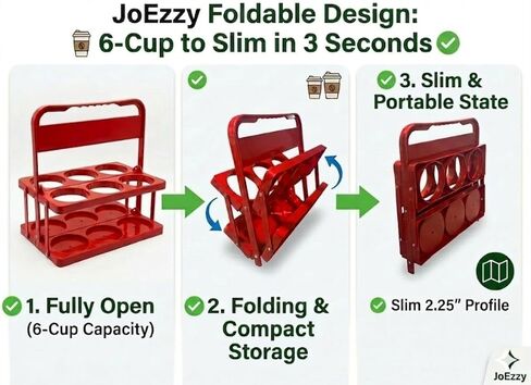 JoEzzy Insulated Delivery Bag & 6-Cup Drink Carrier Set – Thermal Food Warmer & Leak-Proof Beverage Caddy – Professional Bundle for Food Delivery, Catering & Picnics - Red in Saudi Arabia