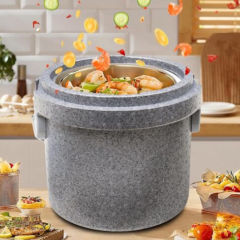 حاوية حساء معزولة EPP لتسخين الطعام التجاري للطعام الساخن أو البارد، صندوق ساخن لتقديم الطعام، مع دلو من الفولاذ المقاوم للصدأ، حامل حساء قابل للتكديس للمطعم والمقصف والمنزل (15.8QT) in Kuwait