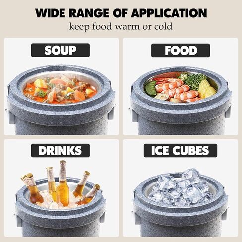 حاوية حساء معزولة EPP لتسخين الطعام التجاري للطعام الساخن أو البارد، صندوق ساخن لتقديم الطعام، مع دلو من الفولاذ المقاوم للصدأ، حامل حساء قابل للتكديس للمطعم والمقصف والمنزل (15.8QT) in Kuwait