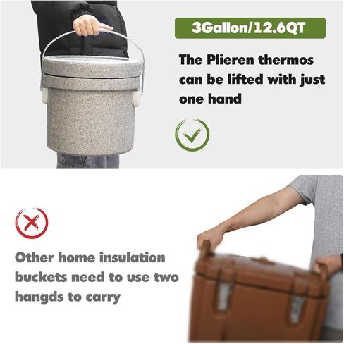 حاوية حساء معزولة EPP لتسخين الطعام التجاري للطعام الساخن أو البارد، صندوق ساخن لتقديم الطعام، مع دلو من الفولاذ المقاوم للصدأ، حامل حساء قابل للتكديس للمطعم والمقصف والمنزل (15.8QT) in Kuwait