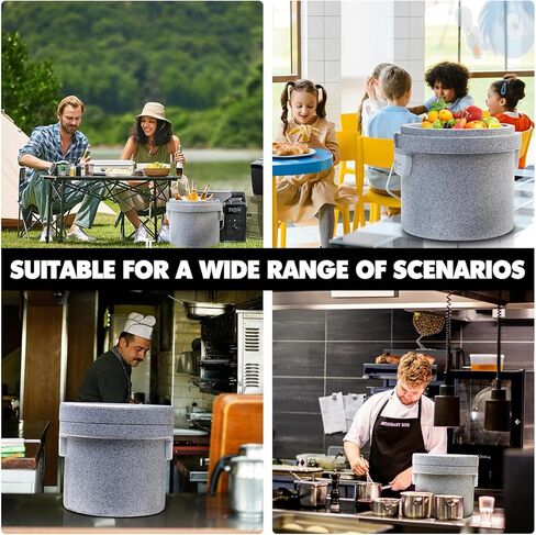 حاوية حساء معزولة EPP لتسخين الطعام التجاري للطعام الساخن أو البارد، صندوق ساخن لتقديم الطعام، مع دلو من الفولاذ المقاوم للصدأ، حامل حساء قابل للتكديس للمطعم والمقصف والمنزل (15.8QT) in Kuwait