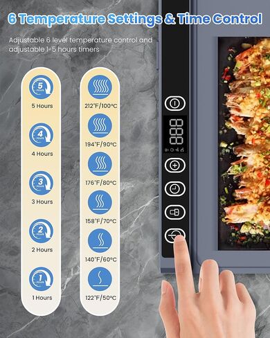 Electric Food Warmer, Warming Tray for Food, Food Warming Mat with 6 Temperature Settings&5 Hours Timer, 10S Fast Heating, Portable Rollable Heating Tray for Buffet, Gathering, Party, Home, Kitchen,GY in Kuwait