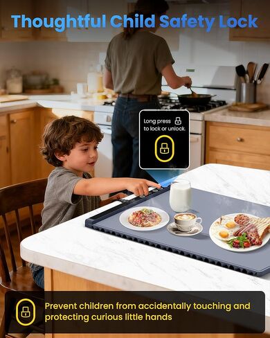 Electric Food Warmer, Warming Tray for Food, Food Warming Mat with 6 Temperature Settings&5 Hours Timer, 10S Fast Heating, Portable Rollable Heating Tray for Buffet, Gathering, Party, Home, Kitchen,GY in Kuwait