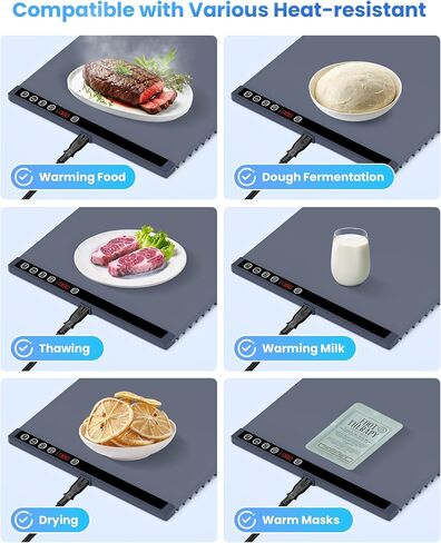 Electric Food Warmer, Warming Tray for Food, Food Warming Mat with 6 Temperature Settings&5 Hours Timer, 10S Fast Heating, Portable Rollable Heating Tray for Buffet, Gathering, Party, Home, Kitchen,GY in Kuwait