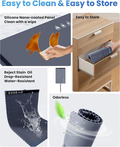 Electric Food Warmer, Warming Tray for Food, Food Warming Mat with 6 Temperature Settings&5 Hours Timer, 10S Fast Heating, Portable Rollable Heating Tray for Buffet, Gathering, Party, Home, Kitchen,GY in Kuwait