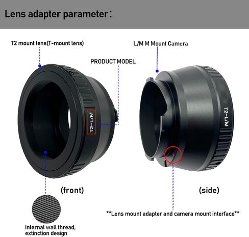 محول العدسة T2 إلى LM وكاميرا L/M قبل وغطاء خلفي ، T-Mount (T/T-2) SLR Lens to & for LM L/M M8 M7 M6 M5 (T2 إلى LM ADAPTER) in Kuwait