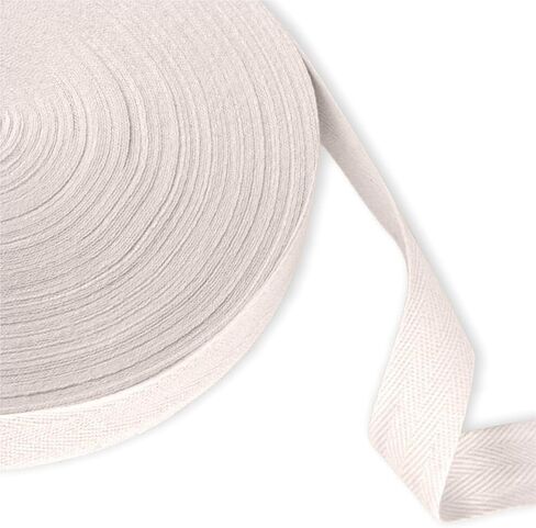 Cotton Twill Tape in Beige,50 Yards 1 Inch Soft Herringbone Cotton Ribbon, Bunting Natural 100% Cotton Bias Tape Garment Accessories for Packing Sewing Dressmaking DIY Crafts in Saudi Arabia