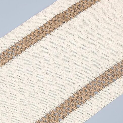 Niviy Boho Table Runner for Easter Spring Home Decor 72 Inches Long Farmhouse Macrame Easter Table Runner Cotton Linen Woven Table Runners for Summer Dining Table Decoration, Beige & Brown in Kuwait