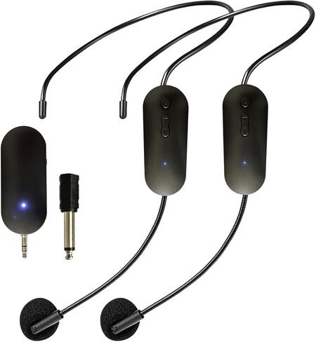 ميكروفون سماعة الرأس اللاسلكية، نظام ميكروفون الرأس لشخصين، نطاق 160 قدمًا، ميكروفونات سماعة الرأس اللاسلكية المزدوجة 2.4 جيجا لمكبر صوت الكاريوكي، مضخم الصوت، نظام PA، اليوغا، التدريس، اللياقة البدنية، الاجتماعات، الدليل السياحي in Kuwait