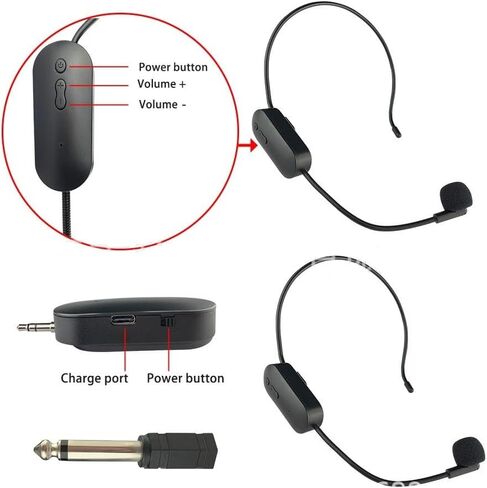 ميكروفون سماعة الرأس اللاسلكية، نظام ميكروفون الرأس لشخصين، نطاق 160 قدمًا، ميكروفونات سماعة الرأس اللاسلكية المزدوجة 2.4 جيجا لمكبر صوت الكاريوكي، مضخم الصوت، نظام PA، اليوغا، التدريس، اللياقة البدنية، الاجتماعات، الدليل السياحي in Kuwait