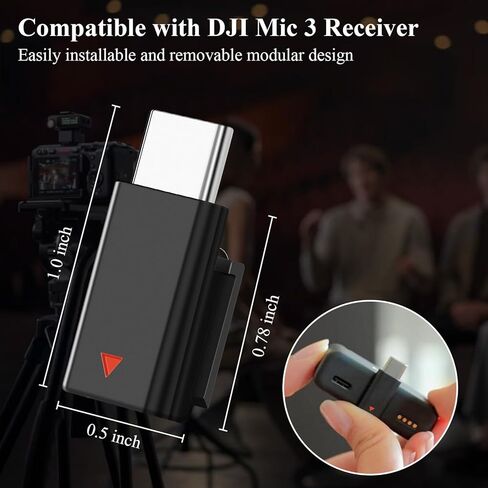 ACANDYA for DJI Mic 3 Adapter USB C Mobile Phone Type-C Phone Wireless Microphone Receiver for DJI Mic 3 Type-C Adapter for iPhone 17 16 Pro 15 for Galaxy S25 S26 Tablet USB C Microphone Accessories in Saudi Arabia