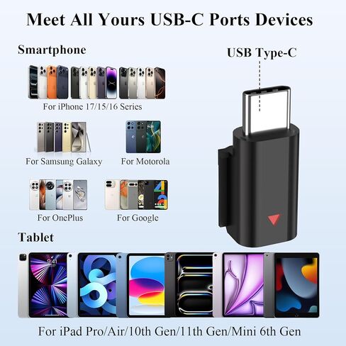 ACANDYA for DJI Mic 3 Adapter USB C Mobile Phone Type-C Phone Wireless Microphone Receiver for DJI Mic 3 Type-C Adapter for iPhone 17 16 Pro 15 for Galaxy S25 S26 Tablet USB C Microphone Accessories in Saudi Arabia