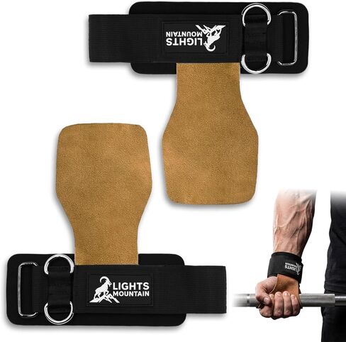 Weight Lifting Straps with D Rings, Leather Palm Grip, 7mm Wrist Support Padding, Adjustable Fit for Cable Machines & Free Weights in Saudi Arabia