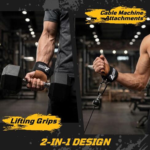 Weight Lifting Straps with D Rings, Leather Palm Grip, 7mm Wrist Support Padding, Adjustable Fit for Cable Machines & Free Weights in Saudi Arabia