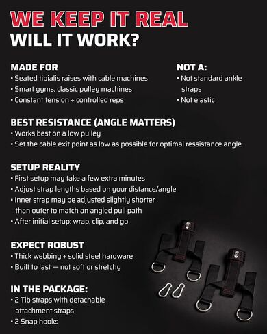 THEFITGUY Tib Straps - بديل Tib Bar لآلة الكابلات | حزام رفع تيبياليس لقوة الساق والركبة والكاحل | مدرب الظنبوب | معدات عطف ظهري وتقوية الجزء السفلي من الساق in Kuwait