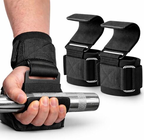 Weight Lifting Hooks with Wrist Straps – Heavy Duty Neoprene Padded Hook & Loop Closure with Palm Guard for Deadlifts, Powerlifting, Bodybuilding & Pull Ups (Pair) in Saudi Arabia