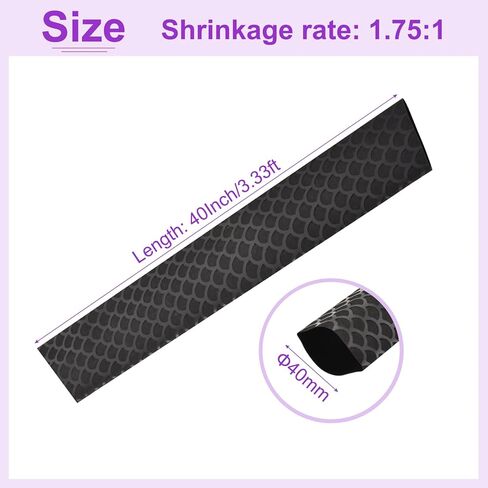 DMiotech Heat Shrink Sleeve Wrap Tubing x Tube Tubing for Fishing Rod Grips and Other Grips, Non Slip - Insulation - Waterproof 40'' Lengths, Dia 40mm Black Scales in Saudi Arabia