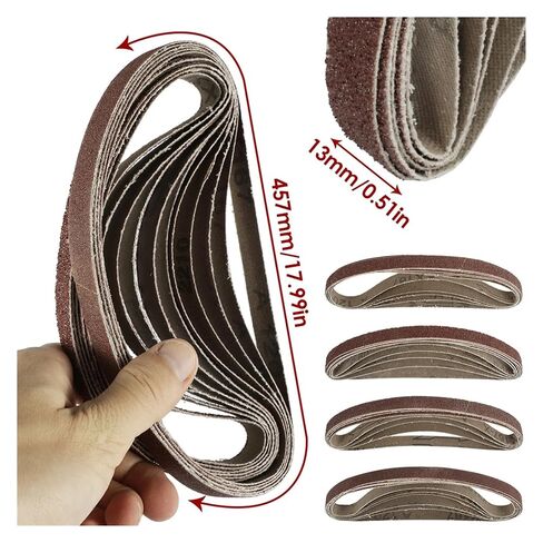 20Pcs 13 x 457mm Sanding Belts 40/60/80/120Grit Sander Abrasive Belt for Sanding Wood Metal Plastic in Kuwait